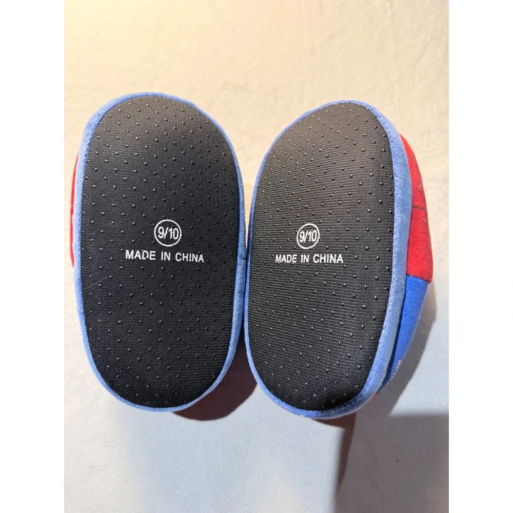 Marvel Spider-Man Kids Plush Slippers Red Blue Superhero House Shoes Size 9/10‎